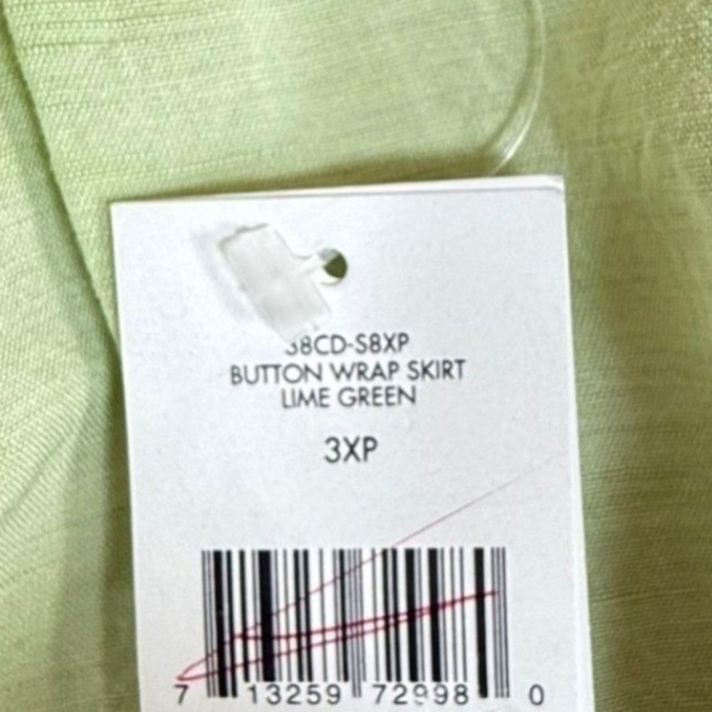 Eileen Fisher Button Wrap Skirt Women 3XP Lime Green NWT Linen Blend Midi - Picture 9 of 13